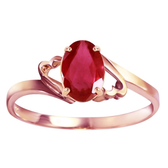 14K Rose Gold Ring Natural Ruby - Picture 1 of 2